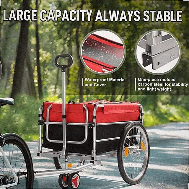 Bicycle Cargo Trailer with 20” Tires, Pull Handle,29”x19” Storage,Big Wheels