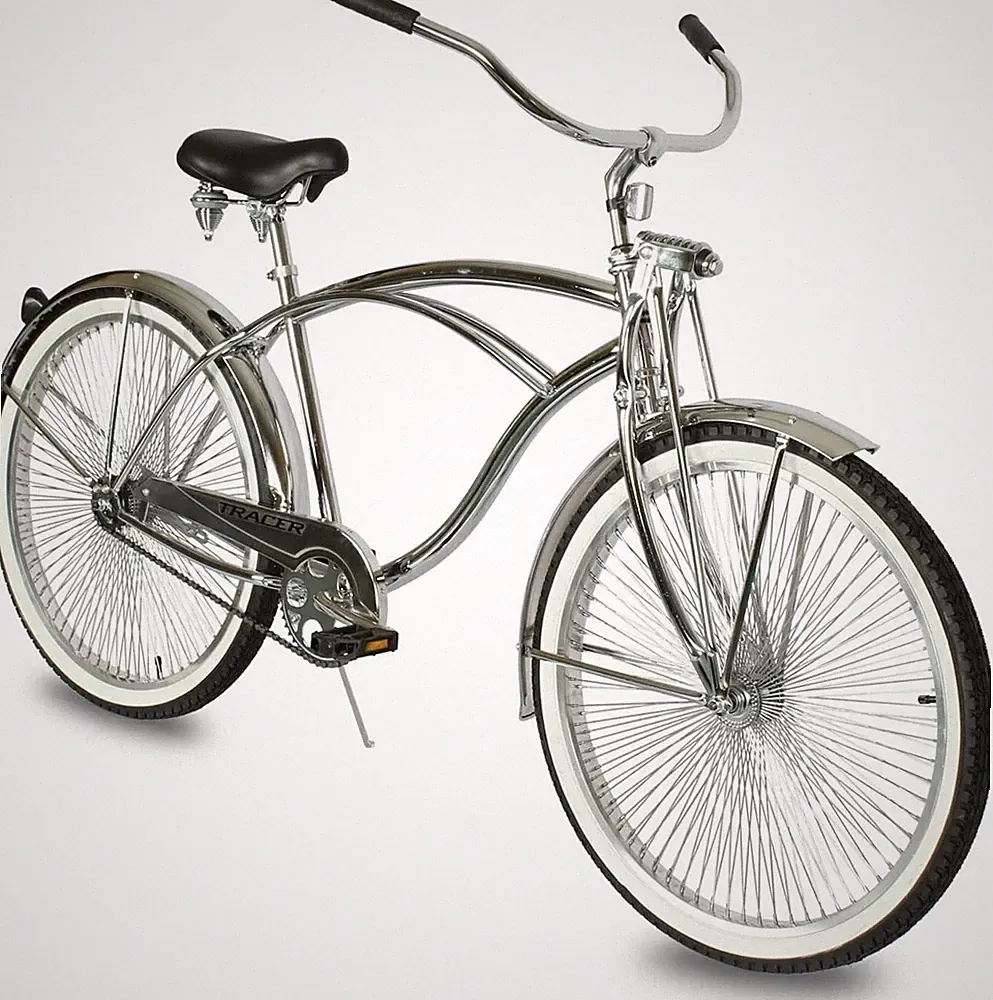 Chrome Beach Cruiser Bike Single Speed MoonType Handlebars Springer Fork Cheetah