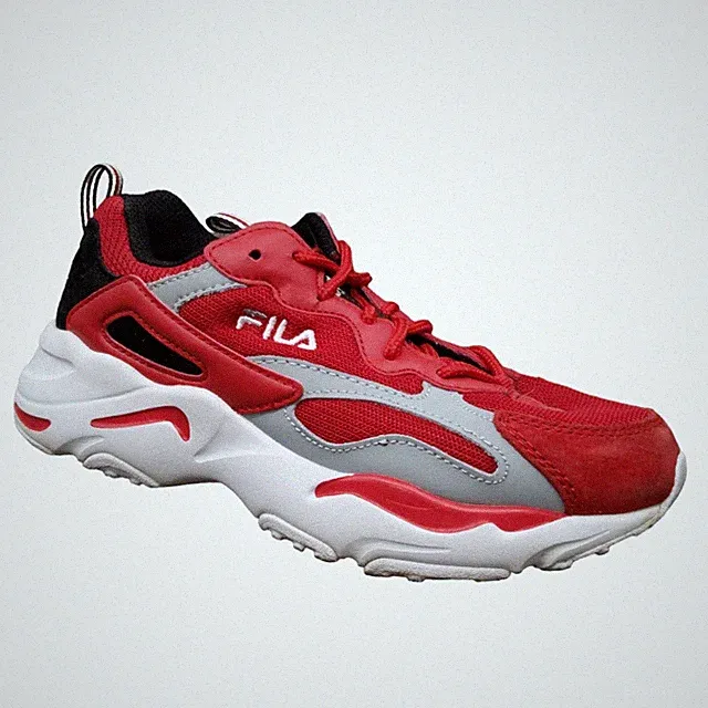 Fila Ray Tracer Athletic Shoes Red Leather Mesh Sneakers Womens 4.5 / Youth 3