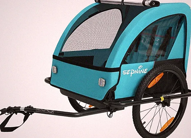 Kids Bike Trailer Suitable BT610 Children Double 2 Pack Blue Foldable Waterproof