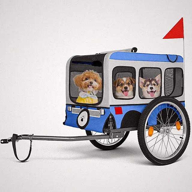 Large Folding Bike Trailer for Dogs Heavy-Duty Steel Frame Spacious Design Blue