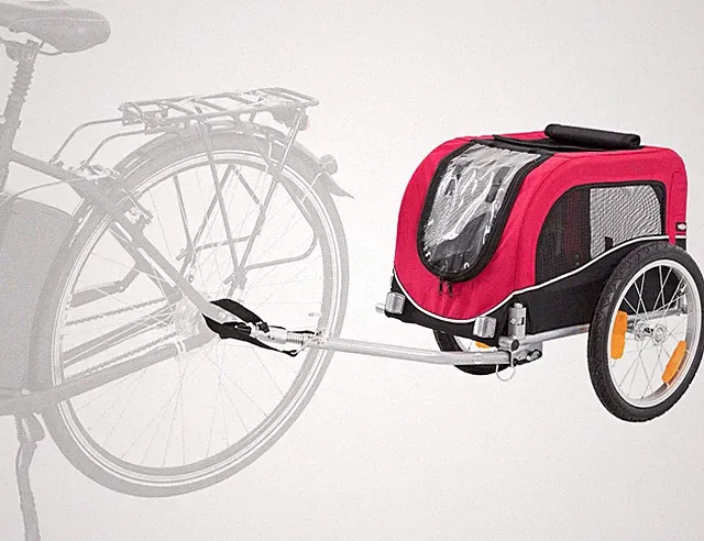 Red Dog Bike Trailer for Small Dogs up to 33 lbs - Easy Set-Up & Fold Down