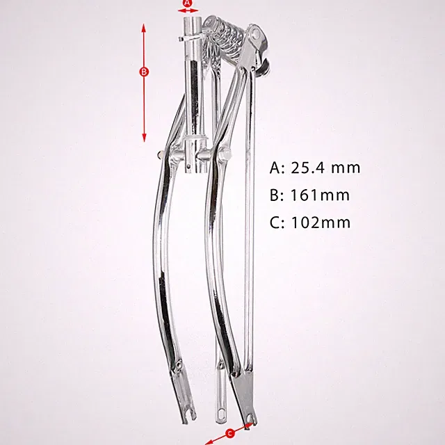 Tracer 1" Steel Threaded Bike Spring Fork for 2.125" Tire Coaster Brake Chrome