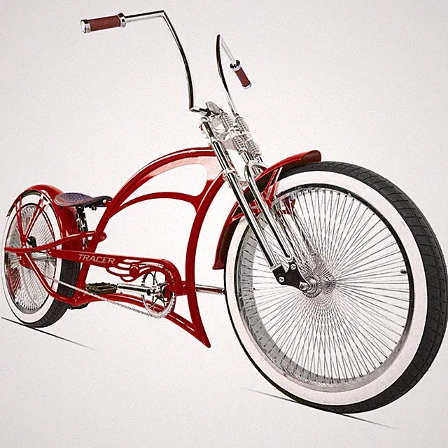 Tracer 26" Stretch Chopper Cruiser Bike Steel Dual Spring Fork Coaster Brake Red