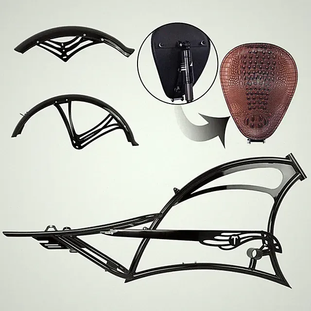 Tracer Oversized Beach Cruiser Bike Frame Fender Coaster Brake Suspension Seat