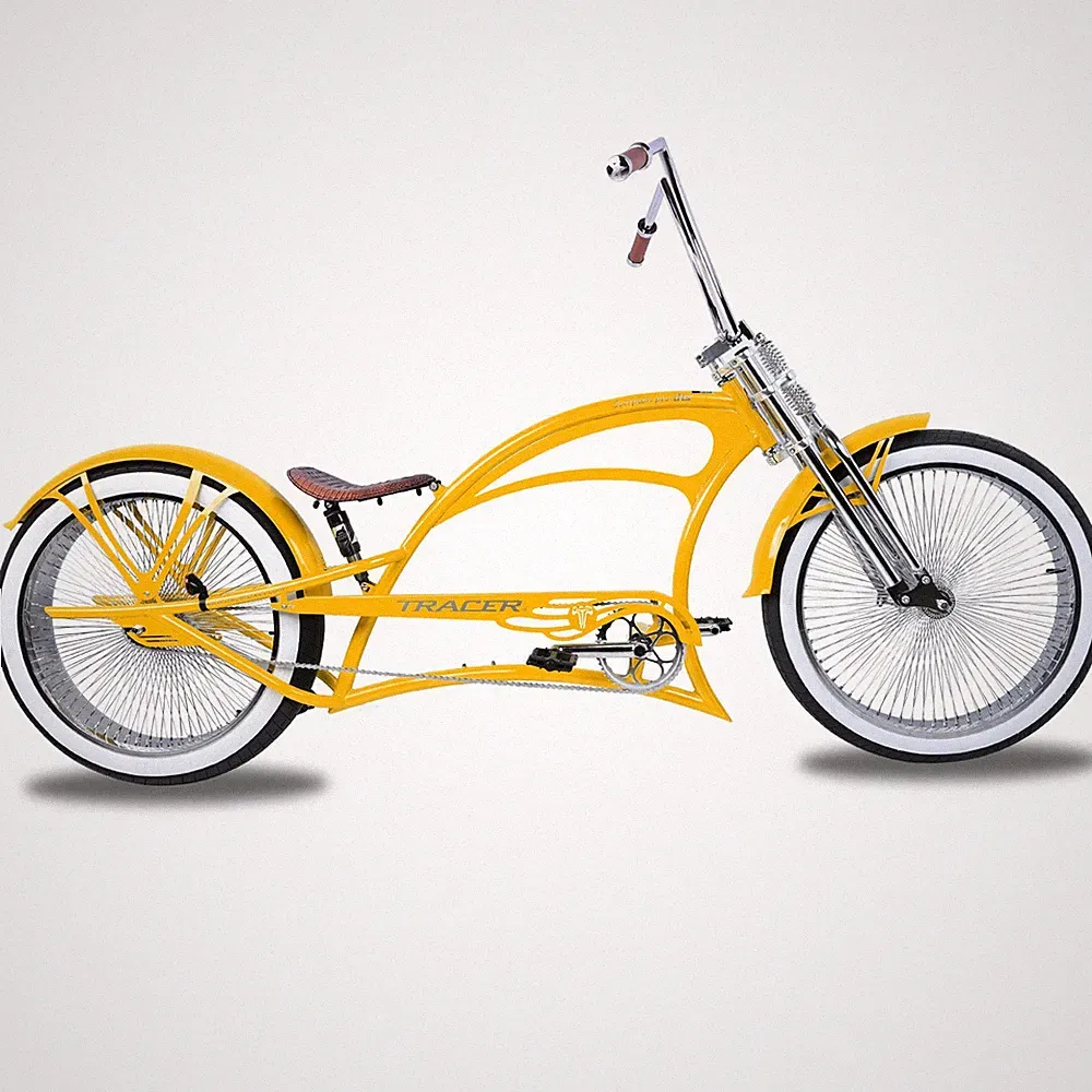 Tracer Scorpion 26" Stretch Chopper Cruiser Bike 1-speed Coaster Brake Yellow