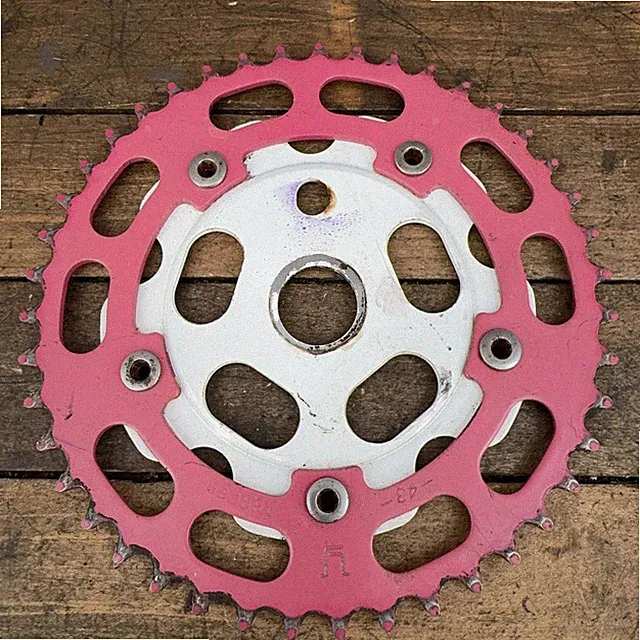 Vintage Tracer 43T BMX Sprocket Pink White Old School 43 Tooth Chainring Bolts